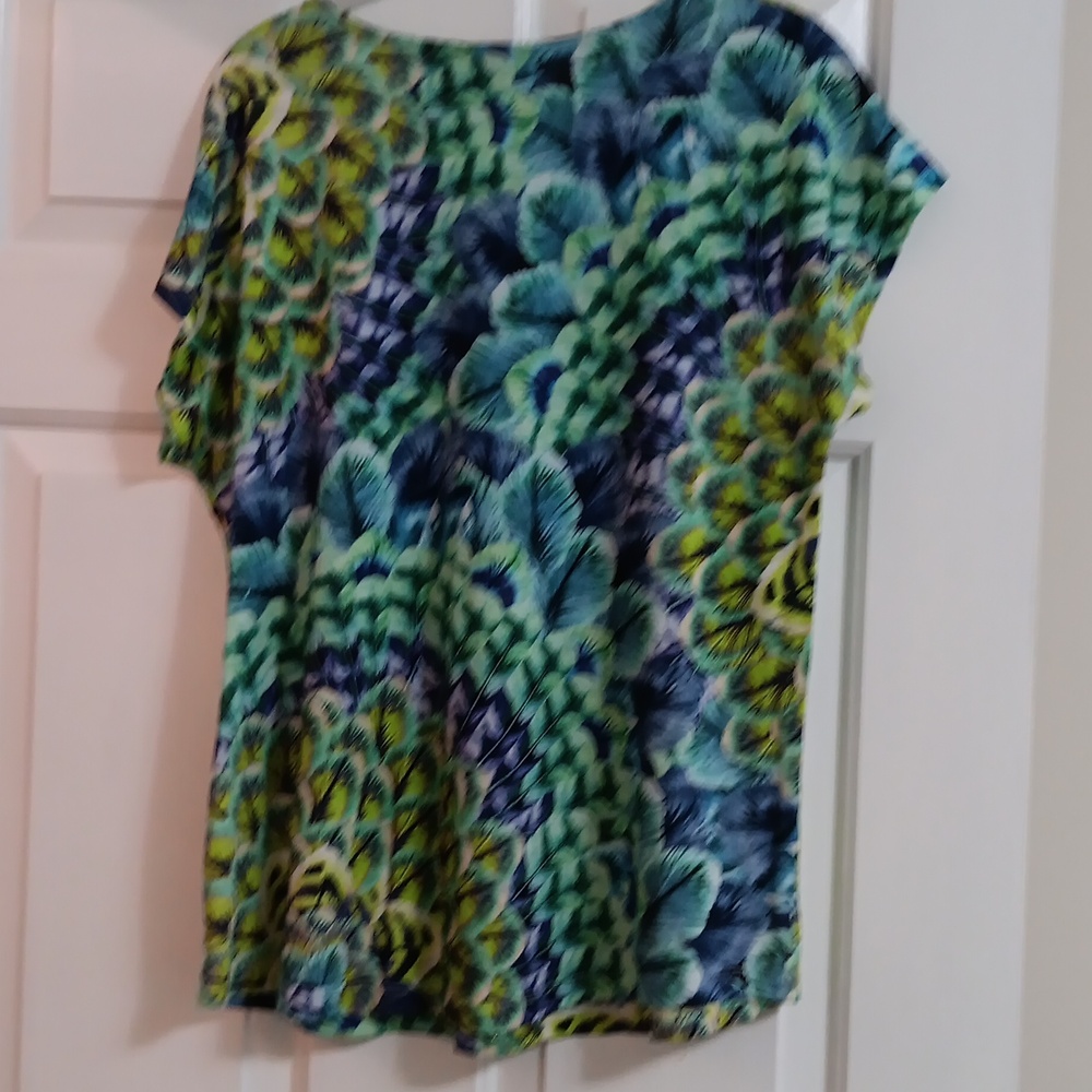 Vibrant Green And Purple Chico's Top - Picture 2 of 4